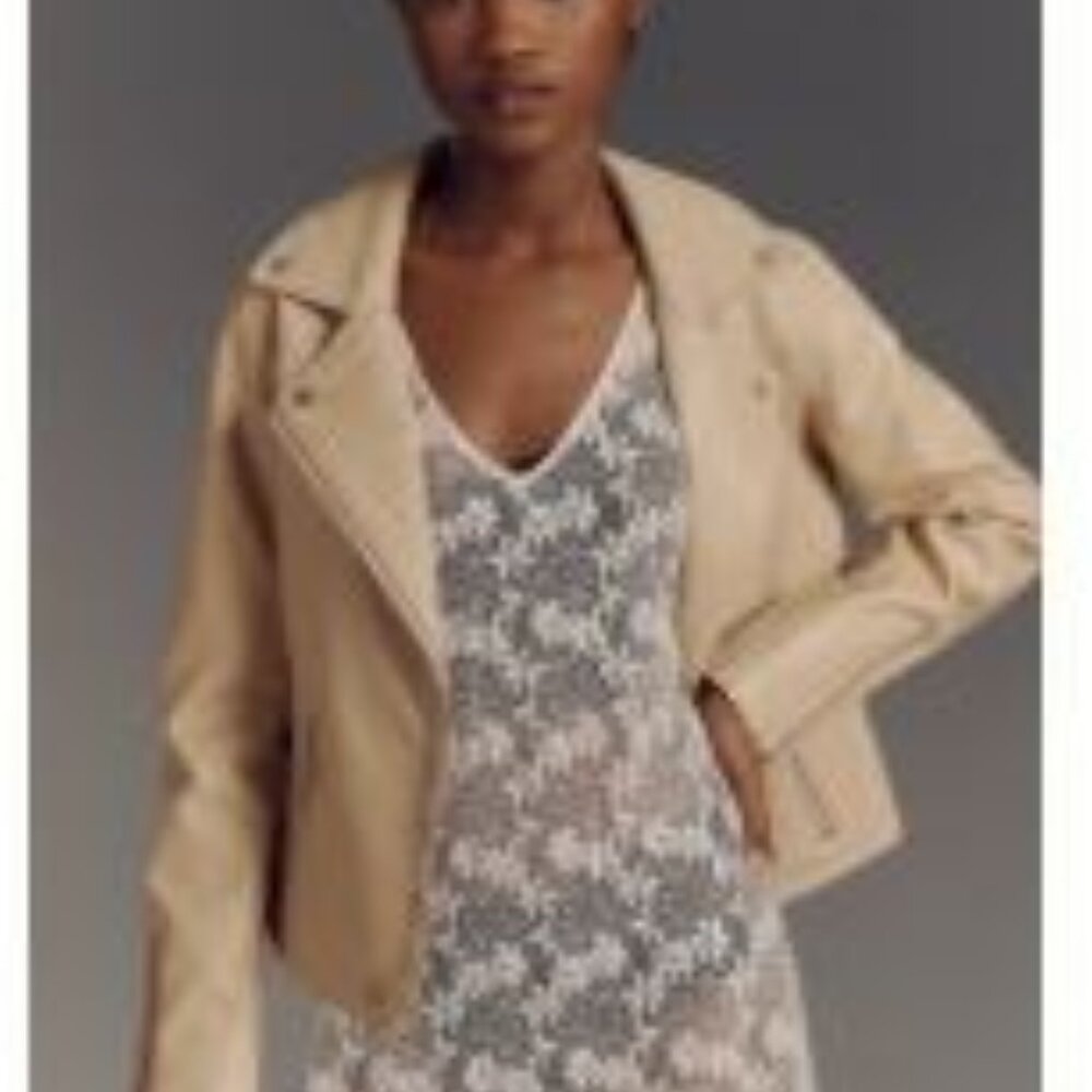 Anthropologie Faux Leather Jacket, Color Sand, Size XS